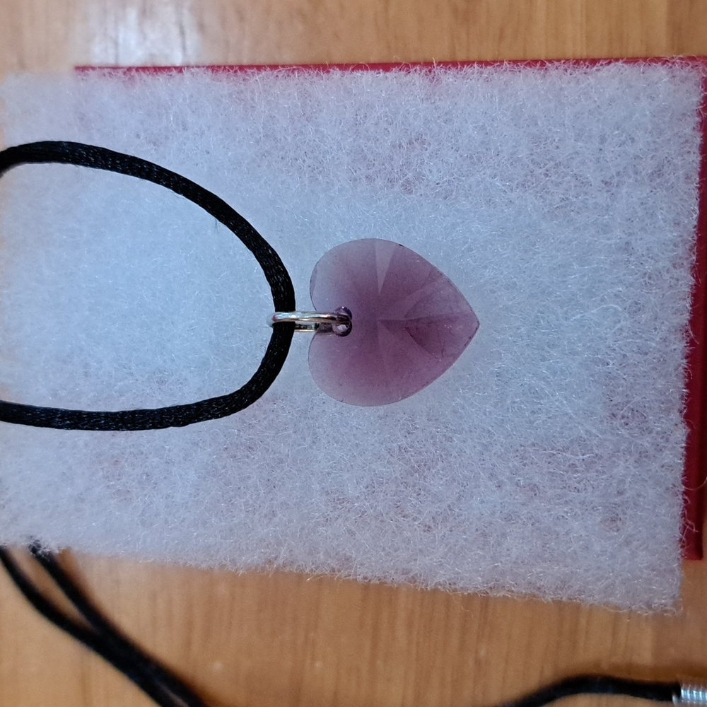 Evening Amethyst Crystal Heart Necklace - Picture 6 of 6